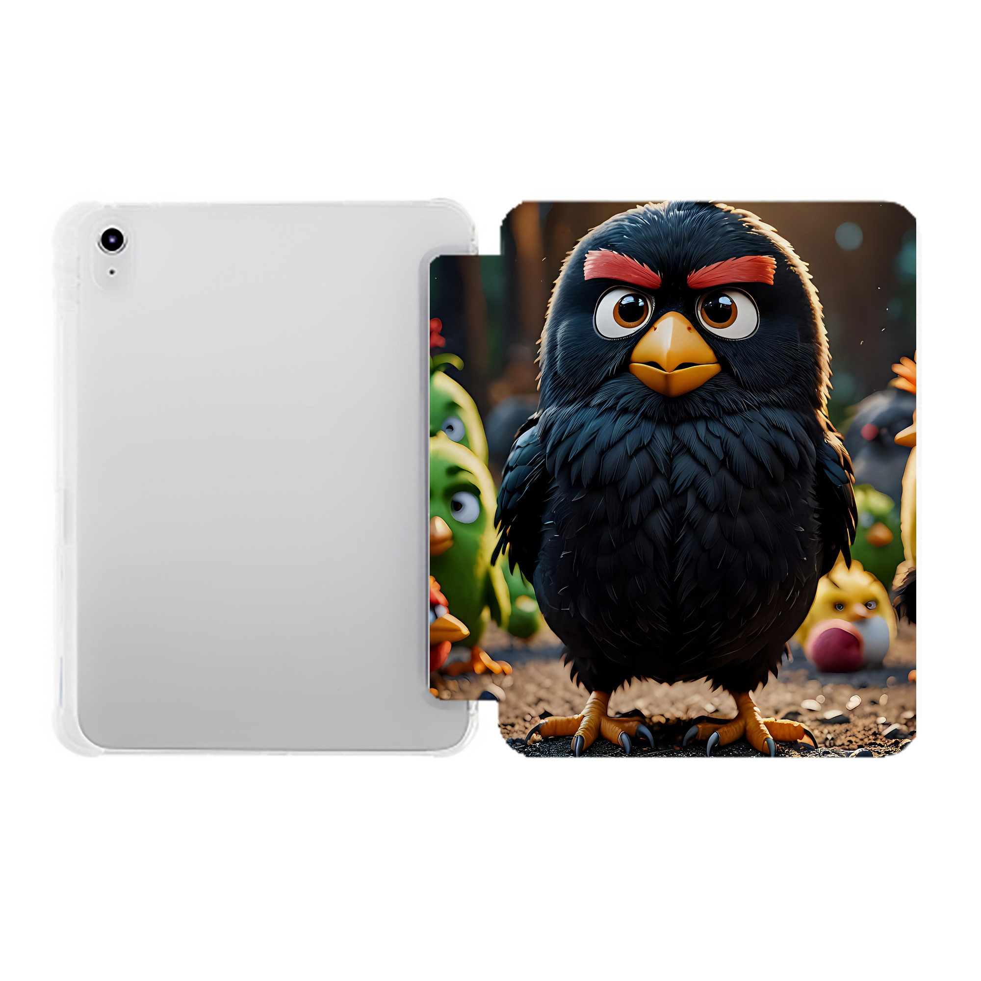 （画像用） Angry Birds アングリーバード IPad ケース ペン収納付き 三つ折りスタンド PUレザー×シリコン 対応機種9.5/10.5/10.9インチ